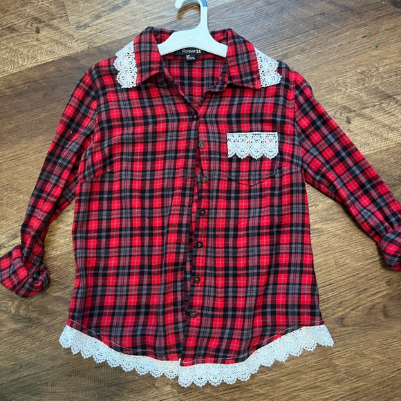 Flannel shirt up cycled ! Forever 21 very soft , southern style - Picture 1 of 4